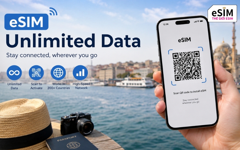 Hiểu rõ eSIM data không giới hạn giúp chọn đúng gói internet phù hợp cho mọi chuyến đi nước ngoài